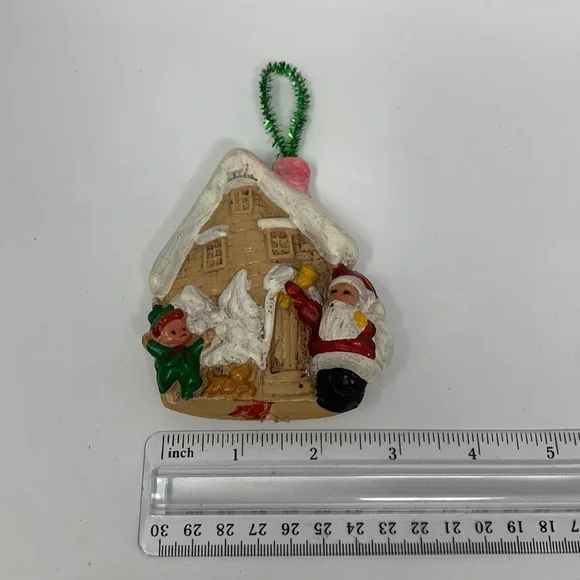 Vintage cottage Santa & elf Christmas tree ornament decoration - Picture 6 of 16